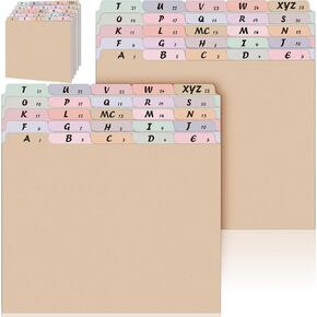75 Pcs A-Z Alphabet Top Tab File Guides Set, Heavyweight Letter Size File Dividers 1/5 Cut Tab File Cabinet Dividers Desk Organizer for Work School Office Home (Vintage Color)