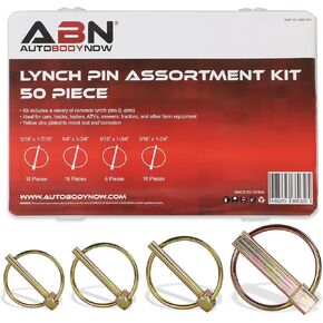 ABN Hardware Pins 50 Piece Assortment - Spring Clips Linchpin Set for Boat, Bike, Tractor, and Trailer Hitch Lock