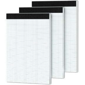 10 Pack Graph Paper Pad 8.5 x 11 Quadrille Pad 5x5 Blue Quad Rule Grid Notebook Paper 1/5 White Graph Paper 8-1/2 x 11 Grid Paper Pad 8.5 x 11 Square Engineering Paper Pads for Office - 50 Sheets/Pad