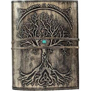 Leather Journal Refillable Lined Paper Tree of Life Handmade writing Notebook Diary leather Bound Daily Notepad for women and men Writing pad for Artist Sketch by KPL (6 x 8, Smokey)