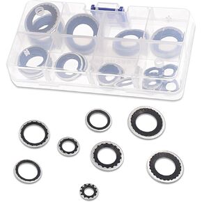 30 PCS Car Air Conditioning Compressor Port Gaskets, Waterproof Vehicle Cooling Pump Gaskets Kit, Universal Durable Automotive Sealing Gaskets Accessories for Most Car (Black)