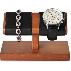 Oirlv Solid Wood Single Watch Display Stand Showcase Bracelet Bangle Jewelry Display Holder Wristwatch Holder for Men or Women(Black)