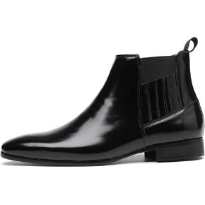 Men's Chelsea Boots Leather Classic Elastic Slip On Chukka Ankle Boots for Men