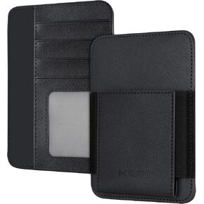 HiWe Passport Holder, Minimalist Leather Passport Card Wallet for Men & Women, RFID-Blocking, 4 Card Slots, 1 Side Pocket, ID Window, Black