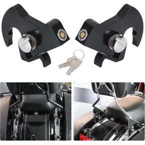 Detachable Locking Rotary Docking Latches Clips Kits with Keys Compatible with for Touring Softail Sportster Dyna Backrest Sissy Bar Luggage Rack Mounting Docking Latches