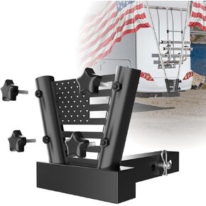 Heavy Duty Hitch Receiver Flagpole Holder with 11.8 Inch Insert, Dual Pole Design - Suitable for 2-inch Square Receiver, for Any Flagpole from 0.75 to 1.3inch