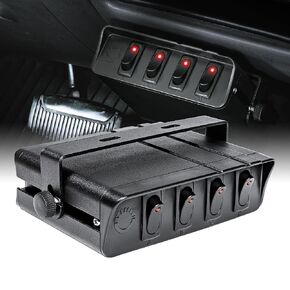 True Mods 6-Gang 12V Rocker Switch Box [40 Amp Max.] [12 AWG Wires][12 Volt DC] SPST On/Off Rocker Toggle Switch Panel Box for Auto Automotive Lights Car Marine Boat Truck Vehicles & More