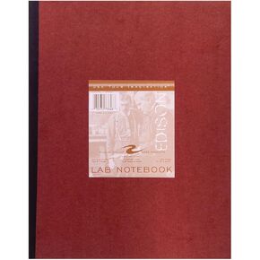 Roaring Spring Oversize Lab Book with Numbered Pages, 4x4 Grid Ruled, 11.75" x 9.25", 76 Sheets/152 Numbered Pages of premium 20 lb Green Paper, Red Board Cover
