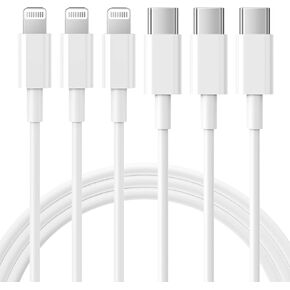RCTech USB C to Lightning Cable 3Pack 3FT [MFi Certified] iPhone Fast Charger Cable USB-C Power Delivery Charging Cord for iPhone 13/12/12 PRO Max/12 Mini/11/11PRO/XS/Max/XR/X/8/8Plus/iPad, White
