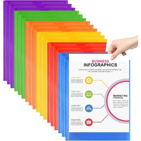 officygnet 18 حزمة مجلدين للجيب مع 3 شوكات، مجلد بلاستيكي شديد التحمل مع جيب أمامي شفاف، مجلدات كبيرة متعددة الألوان للمدرسة والمكتب، مجلدات جيب سحب لأوراق بحجم الحروف in Kuwait
