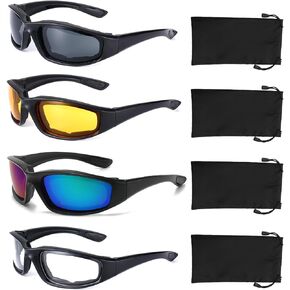 4 Pair Motorcycle Glasses Riding Glasses UV Protection Windproof And Dustproof Motorcycle Goggles Foam Cushion Eyeglasses Suitable For Outdoor Sports Motorcycle Riding