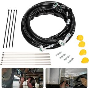 FE37190 Upgraded Rear AC Line Set, Air Conditioning Hoses Replacement Lines with Nylon Cable Ties Fit for 2011-2016 Ford Explorer, 2013-2019 Flex and MKT Rear High-Pressure Auxiliary AC Hose Kit