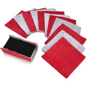Autofiber [Saver Block & Refill] Coating Applicator Foam Block with Side Velcro and Refill Saver Sheets with Barrier Layer (3.5 in. x 2 in. x 1 in.) Red/Gray - 12 Pack