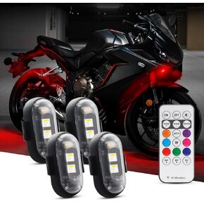 Colorful Led Aircraft Strobe lights Motorcycle Lights,LED Flash Position Wireless Light Aircraft Airplane Helicopter Warning Lights (4PCS)