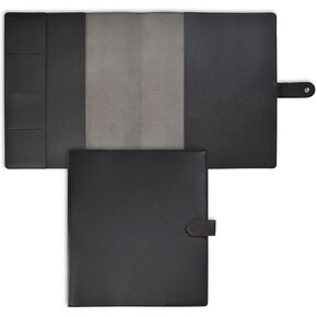 Eleven Discs™ Premium Faux Leather Discbound Notebook Folio Cover with Multiple Pockets and Secure Button Clasp - Notebook Not Included (Junior Size, Black)
