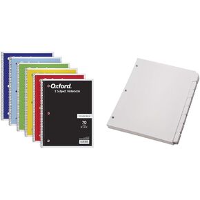 Oxford Spiral Notebook 6 Pack, 1 Subject, College Ruled Paper, 8 x 10-1/2 Inch, Color Assortment Design May Vary (65007)
