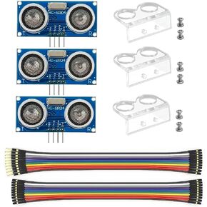WWZMDiB Ultrasonic Sensor Module for Arduino UNO R3 Raspberry Pi etc. (3Pcs HC-SR04 with Mounting Bracket)