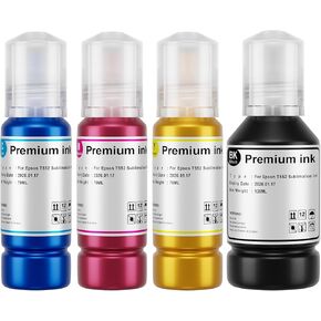 Sublimation Ink for Epson ET-8550 ET-8500 Refill Bottles Wide-Format Supertank Printers Heat Press Transfer on T-Shirt Tumblers (135ml BK, 70ml C M Y) High Capacity