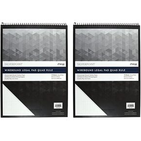 Silverpoint Top Wire Pad, Heavy Back, Quadrille Rule, 8.5 x 11.75 Inches, 70 Sheets, Protective Cover, Blue/Black (51070)