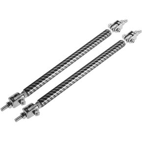 ACROPIX Universal Adjustable Aluminum Alloy 8"-10" 200mm Car Front Bumper Lip Splitter Strut Rod Tie Support Bars Carbon Fiber Pattern Black - Pack of 2