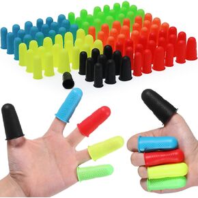100 Pieces 3 Sizes Finger Protectors Bulk, Silicone Hot Glue Gun Finger Caps Bulk Rubber Fingers Thimble Protectors Guard Tips Caps Pads Cover for Hot Glue Gun, 6 Colors