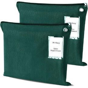 2 Pcs Interoffice Mailer Canvas Transit Sack Zipper Bag 18" x 14" Large Zipper Pouch with Grommet Interoffice Mail Bag (Black)