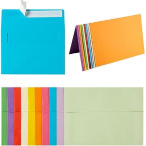 Wishop 50 Pack Self-Adhesive Envelopes with Fold Cards for Wedding Invitations, Greeting Cards, Baby Shower, Letter Mailing (Colorful, 5x7) in Saudi Arabia