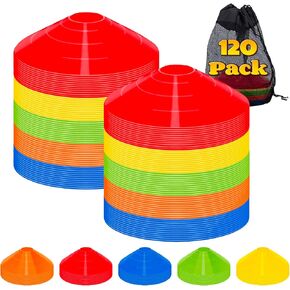 60 Pack，Agility Soccer Cones with Carry Bag and Holder for Training，sports cones , disc sports cones,football cones for drills kids，training cones for basketball， agility football cones set