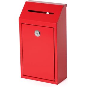صندوق بريد بقفل معدني مثبت على الحائط من RustMail، صندوق اقتراحات صندوق بريد قابل للقفل لباب المنزل والمكتب الخارجي، 10.24 × 5.71 × 2.75 بوصة (أسود)