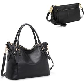 Kattee Women's Soft Genuine Leather Bag with Genuine Leather Wristlet Small Purses
