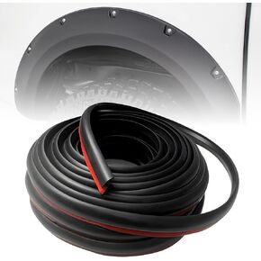 Rubber Fender Flares Edge Trim, 10M/33FT Self-Adhesive Fender Flare Rubber Seal for Car and Truck Wheel Wells, Universal T-Style Rubber Seal Gasket