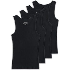 Comfneat Men's 4-Pack Big & Tall Undershirts Ribbed Cotton Tank Tops