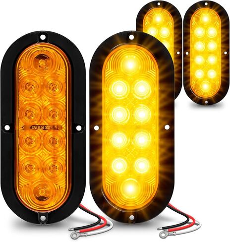 2 قطعة 6 بوصة مجموعة مصابيح LED بيضاوية حمراء للمقطورة [DOT FMVSS 108] [SAE S2T2I6] [تركيب السطح] [IP67 مقاوم للماء] [إيقاف الذيل] أضواء فرامل المقطورة لشاحنات مقطورة القوارب RV in Kuwait