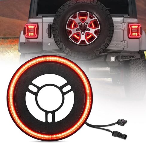 BORDAN Third Brake Light LED 3rd Brake Light Assembly for Wrangler JL JLU Plug & Play, Red Wheel Light Rear Brake Light Compatible with 2018 2019 2020 2021 2022 Jeep Wrangler JL in Kuwait