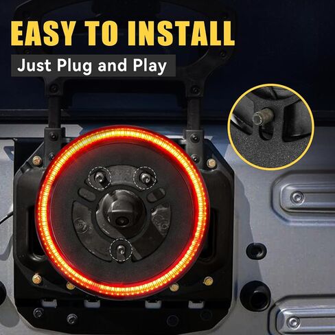BORDAN Third Brake Light LED 3rd Brake Light Assembly for Wrangler JL JLU Plug & Play, Red Wheel Light Rear Brake Light Compatible with 2018 2019 2020 2021 2022 Jeep Wrangler JL in Kuwait