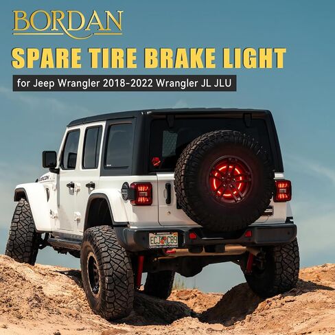 BORDAN Third Brake Light LED 3rd Brake Light Assembly for Wrangler JL JLU Plug & Play, Red Wheel Light Rear Brake Light Compatible with 2018 2019 2020 2021 2022 Jeep Wrangler JL in Kuwait