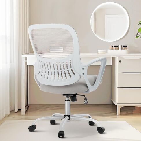 Sweetcrispy Office Computer Desk Managerial Executive Chair, Ergonomic Mid-Back Mesh Rolling Work Swivel Chairs with Wheels, Comfortable Lumbar Support, Comfy Arms for Home,Bedroom,Study,Student,Black in Saudi Arabia