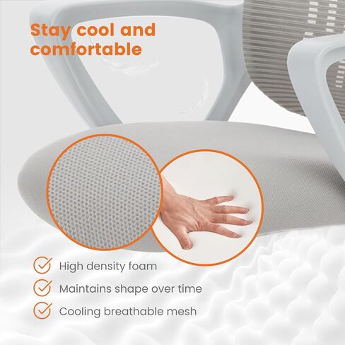 Sweetcrispy Office Computer Desk Managerial Executive Chair, Ergonomic Mid-Back Mesh Rolling Work Swivel Chairs with Wheels, Comfortable Lumbar Support, Comfy Arms for Home,Bedroom,Study,Student,Black in Saudi Arabia