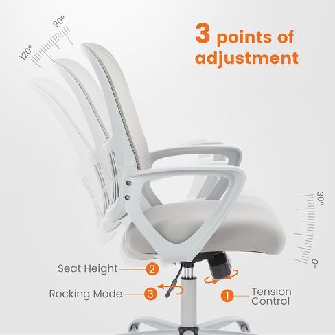 Sweetcrispy Office Computer Desk Managerial Executive Chair, Ergonomic Mid-Back Mesh Rolling Work Swivel Chairs with Wheels, Comfortable Lumbar Support, Comfy Arms for Home,Bedroom,Study,Student,Black in Saudi Arabia