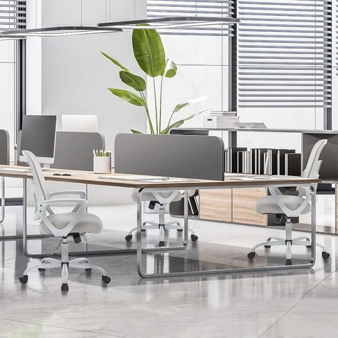 Sweetcrispy Office Computer Desk Managerial Executive Chair, Ergonomic Mid-Back Mesh Rolling Work Swivel Chairs with Wheels, Comfortable Lumbar Support, Comfy Arms for Home,Bedroom,Study,Student,Black in Saudi Arabia