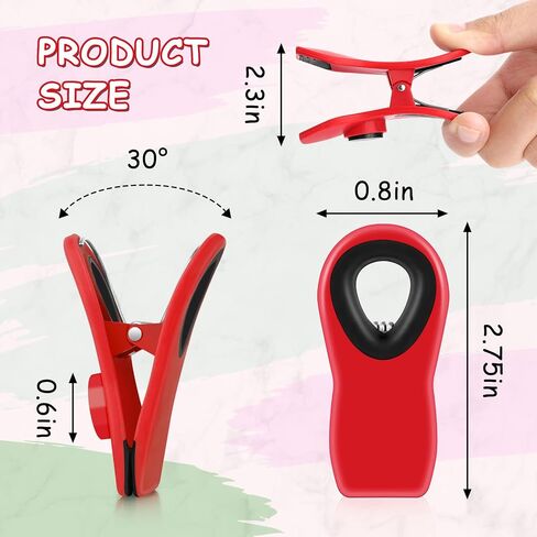 Grtard 10 Pack Chip Clips Bag Clips Food Clips, Bag Clips for Food, Magnetic Chip Clips for Food Packages, Magnet Clips Bag Clip Magnetic Chip Clips for Fridge, Home, Office (Red) in Saudi Arabia