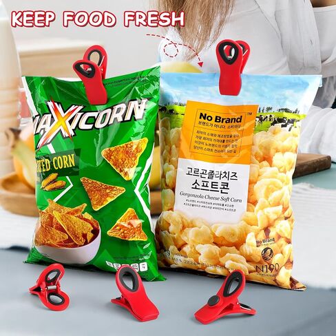 Grtard 10 Pack Chip Clips Bag Clips Food Clips, Bag Clips for Food, Magnetic Chip Clips for Food Packages, Magnet Clips Bag Clip Magnetic Chip Clips for Fridge, Home, Office (Red) in Saudi Arabia