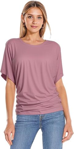 Hybrid & Company Womens Super Comfy Boat Neck Dolman Top Shirt in Kuwait