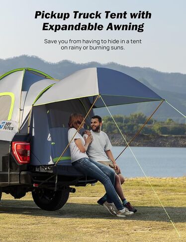 JoyTutus Pickup Truck Tent 2.0, Waterproof PU2000mm Double Layer for 2 Person, Portable Truck Bed Tent with Rainfly, 5' Camping Preferred - Green in Saudi Arabia