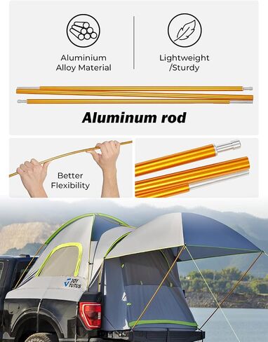 JoyTutus Pickup Truck Tent 2.0, Waterproof PU2000mm Double Layer for 2 Person, Portable Truck Bed Tent with Rainfly, 5' Camping Preferred - Green in Saudi Arabia