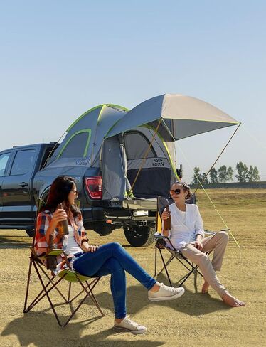 JoyTutus Pickup Truck Tent 2.0, Waterproof PU2000mm Double Layer for 2 Person, Portable Truck Bed Tent with Rainfly, 5' Camping Preferred - Green in Saudi Arabia