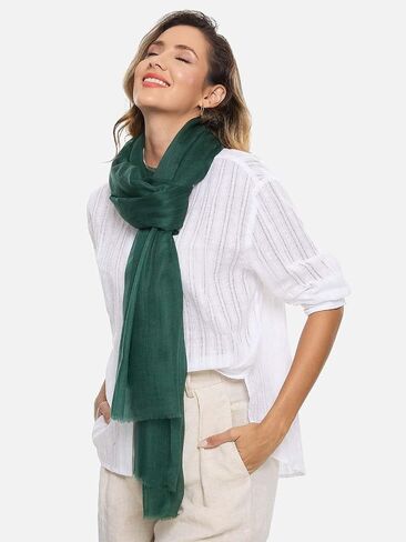 Ovcio Featherlight Emerald Green Cashmere Scarf - 100% Pure Cashmere Wrap Scarf for Women (87x39) with Gift Box in Saudi Arabia