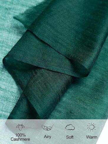 Ovcio Featherlight Emerald Green Cashmere Scarf - 100% Pure Cashmere Wrap Scarf for Women (87x39) with Gift Box in Saudi Arabia