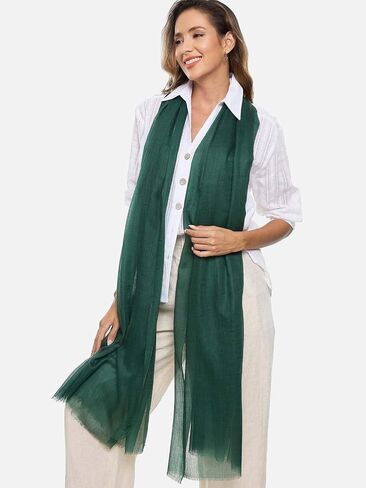 Ovcio Featherlight Emerald Green Cashmere Scarf - 100% Pure Cashmere Wrap Scarf for Women (87x39) with Gift Box in Saudi Arabia