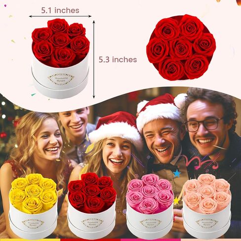 Preserved Roses in a Box Long Lasting Roses Last a Year Forever Romantic Gifts for Her Mother's Day Valentine's Day Anniversary Birthday (Round White Box, 7 Red Roses) in Saudi Arabia